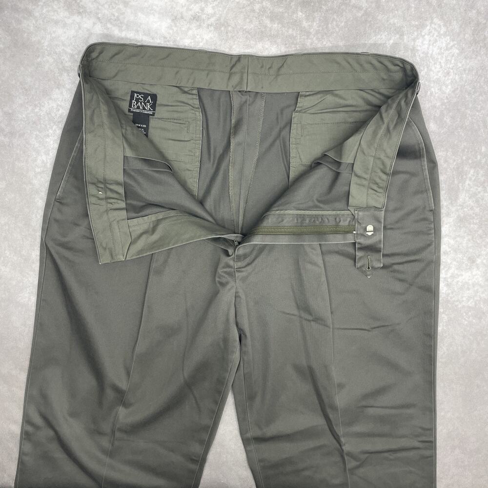 Jos A Bank Traveler's Collection Mens Pants 38Wx32L Olive Green Gray 100% Cotton - Picture 4 of 6